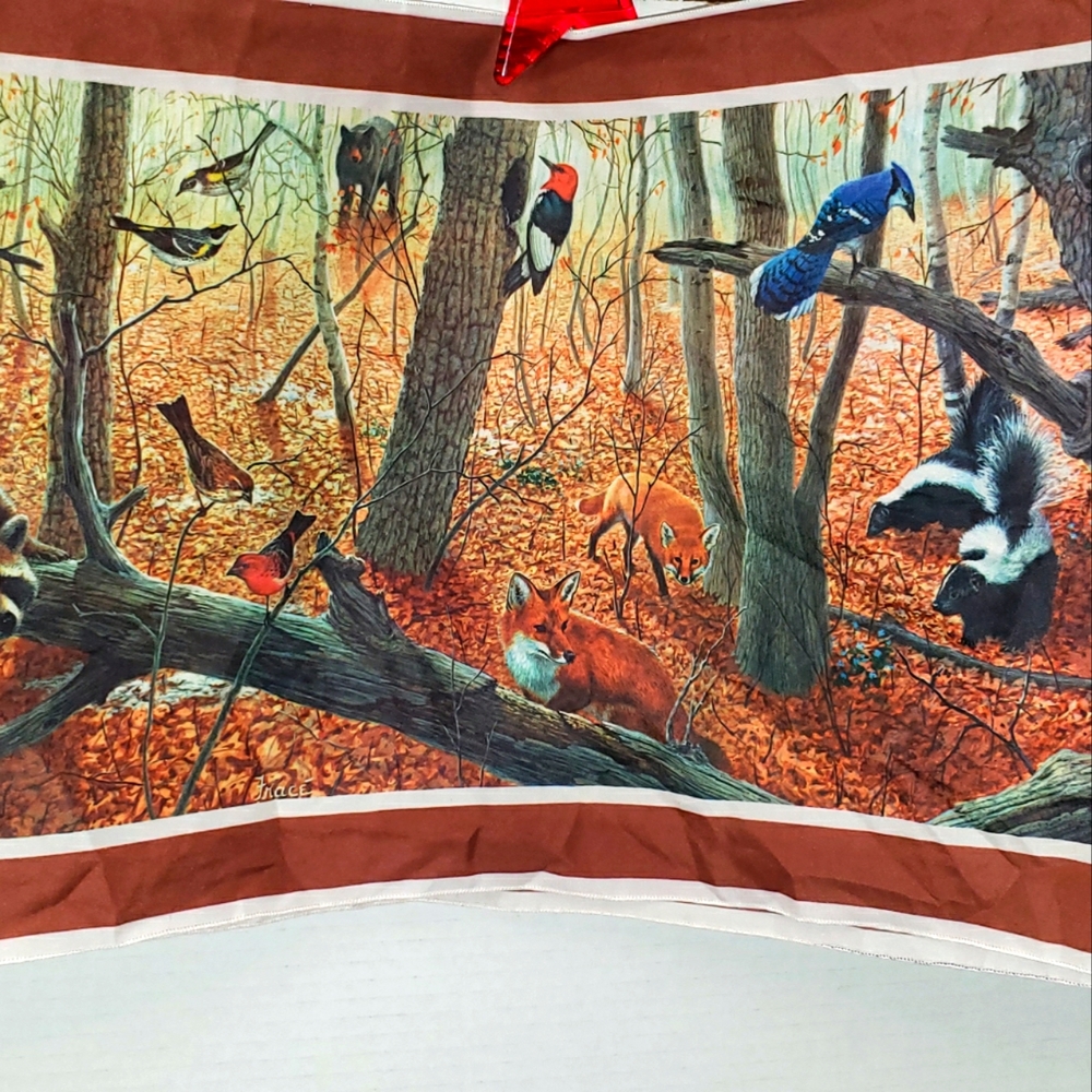 Vintage Scarf Wrap 1975 National Wildlife Federation Woodland Animals Grannycore
